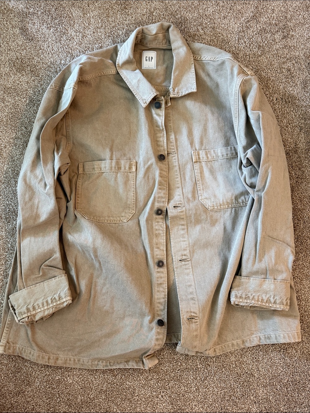 GAP Men's Beige Casual Button-Up Shirt Jacket